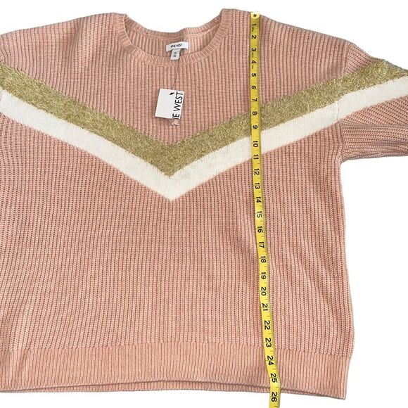 New Nine West Shine Crewneck Sweater Peach Gold Metallic XXL Cozy Warm - Picture 6 of 10